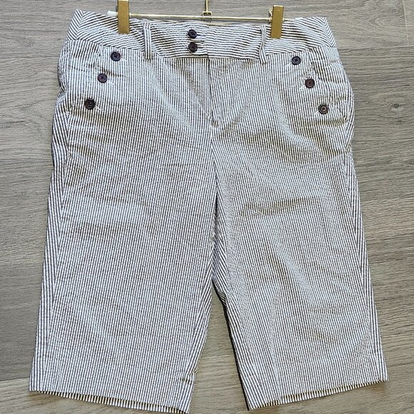 VTG 90'S CAROLE LITTLE SEERSUCKER BERMUDA SHORTS SZ 8 - Picture 1 of 12
